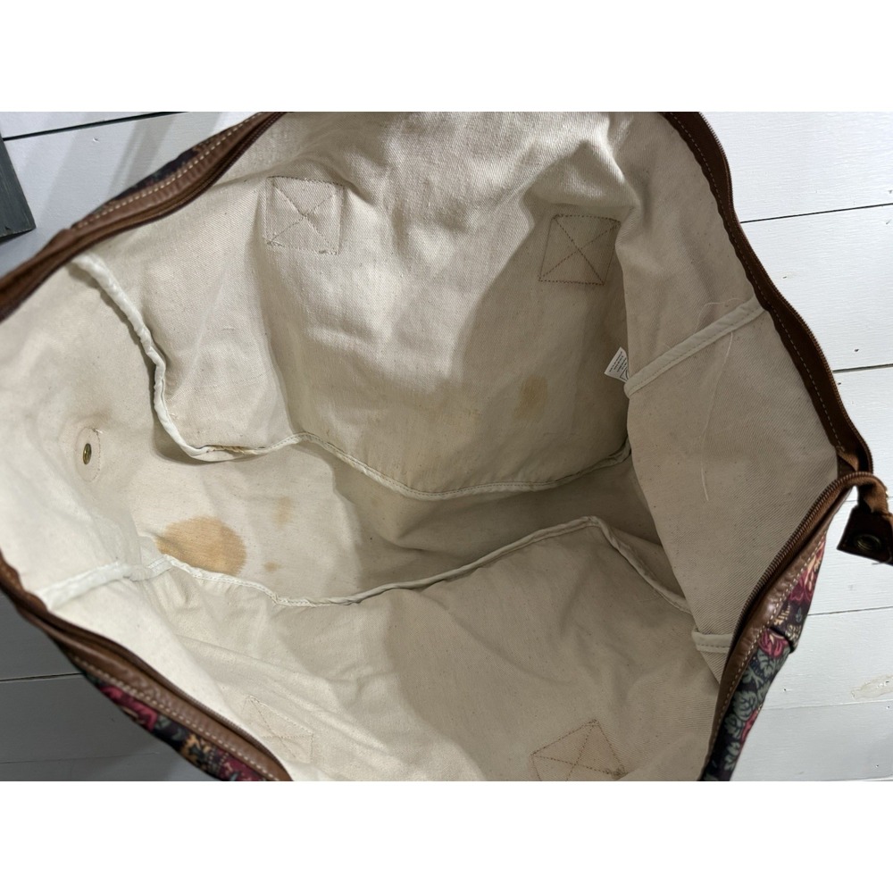 VTG Laura Ashley Large Dark Floral Cotton Canvas‎ Duffle Overnight Tote Bag -USA - Picture 4 of 11